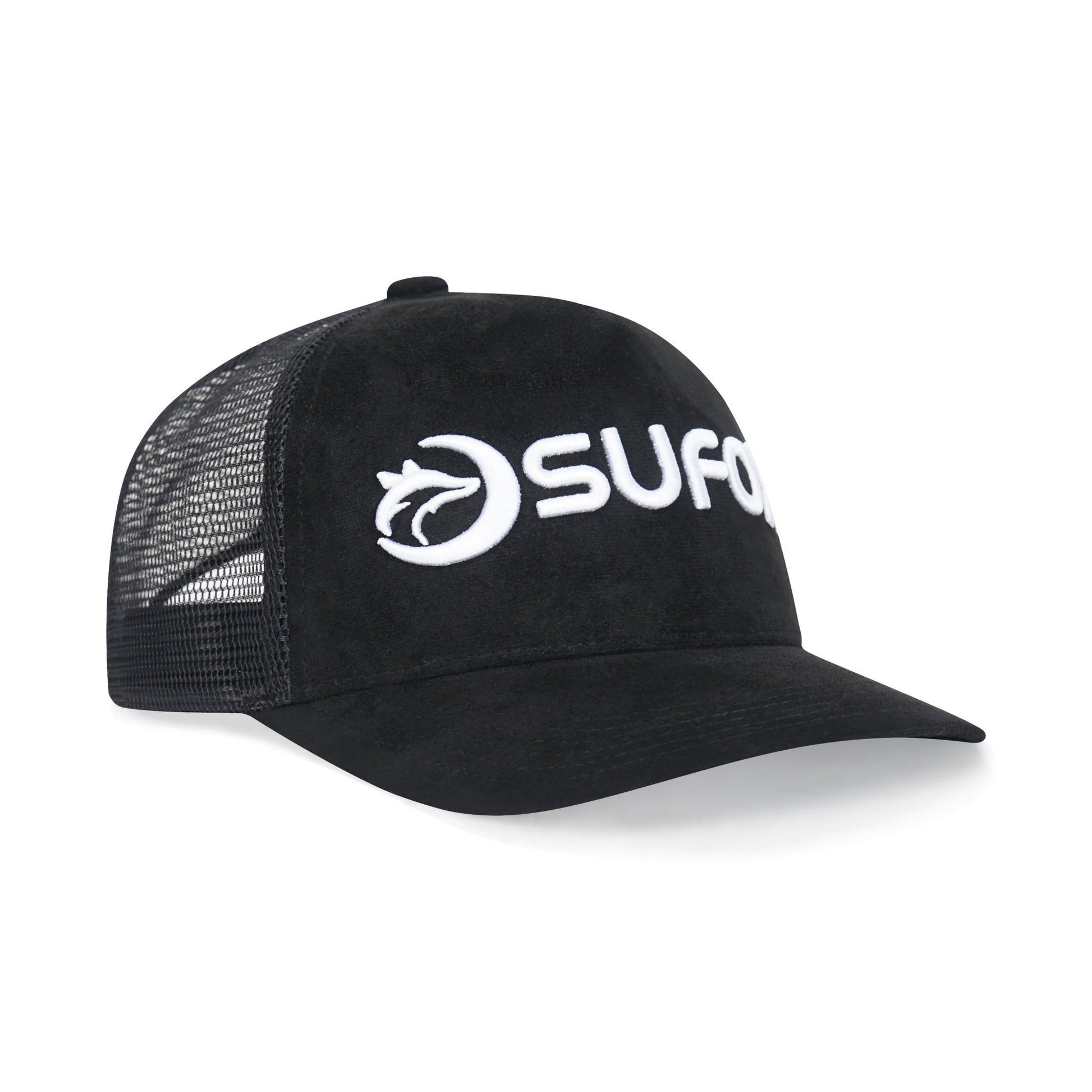 Shenxiucaps 5 Panel Snapback Black Suede Trucker Hat - Shenxiucaps
