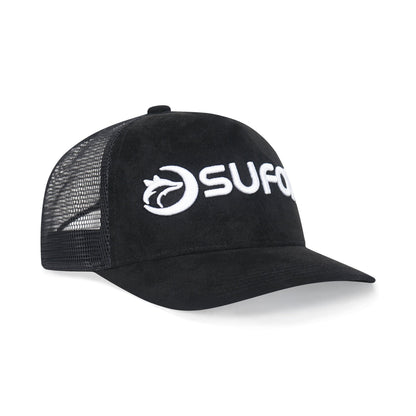 Shenxiucaps 5 Panel Snapback Black Suede Trucker Hat - Shenxiucaps