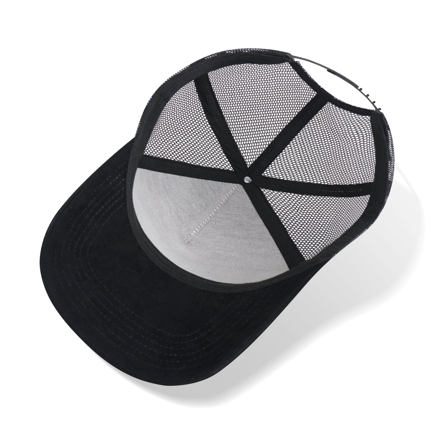 Shenxiucaps 5 Panel Snapback Black Suede Trucker Hat - Shenxiucaps