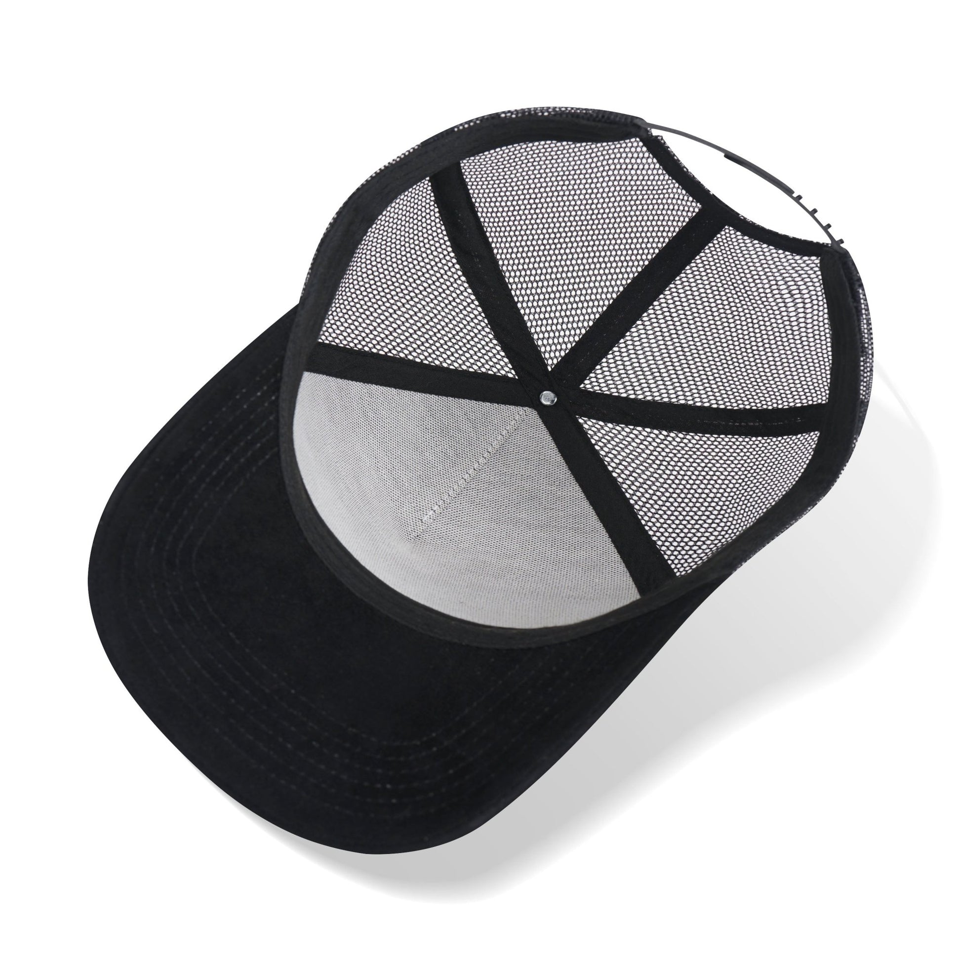 Shenxiucaps 5 Panel Snapback Black Suede Trucker Hat - Shenxiucaps